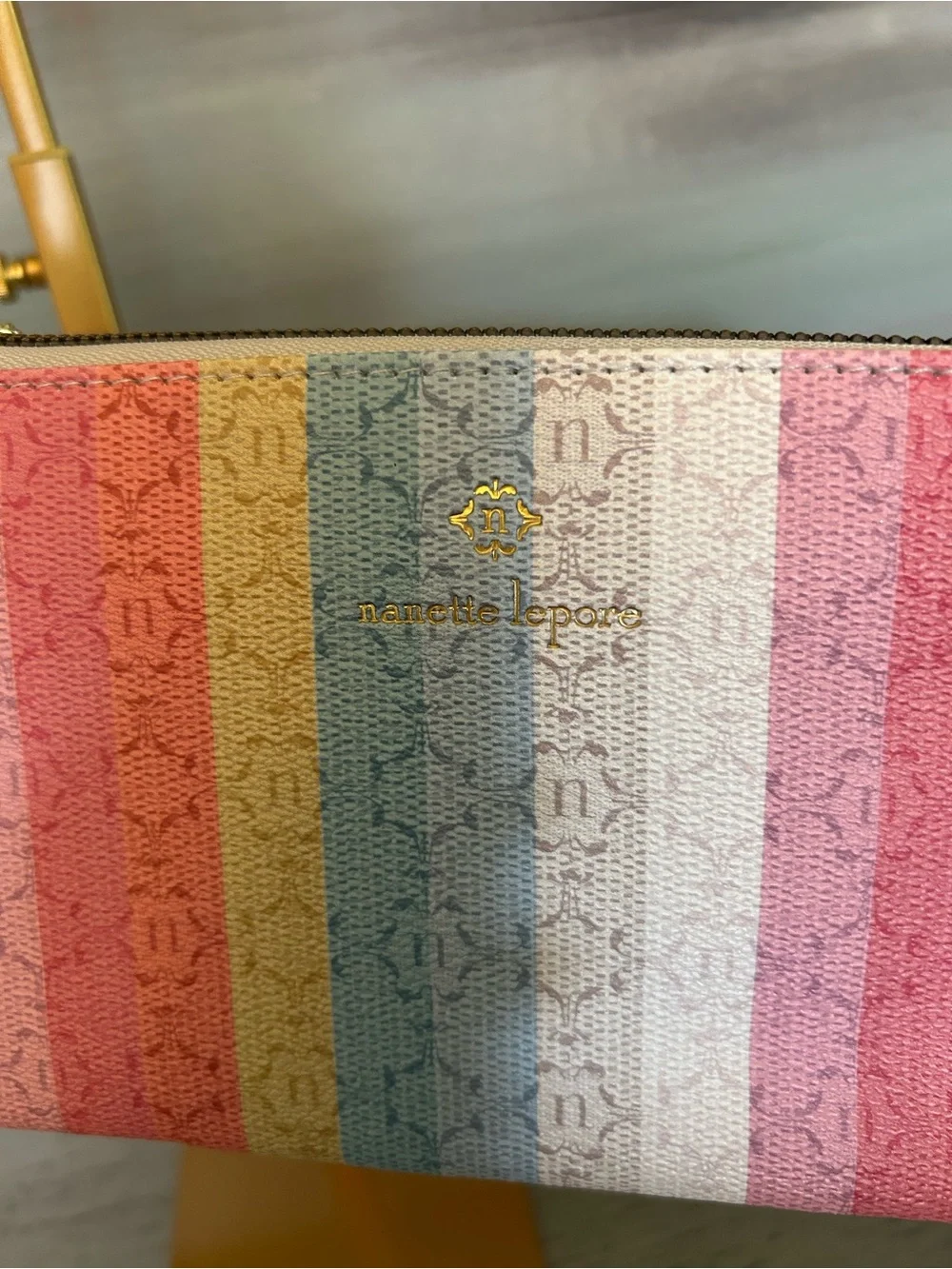 Nanette Lepore Pastel Striped Wristlet with Tassel NWOT